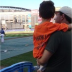 Joey and Dad watching practice